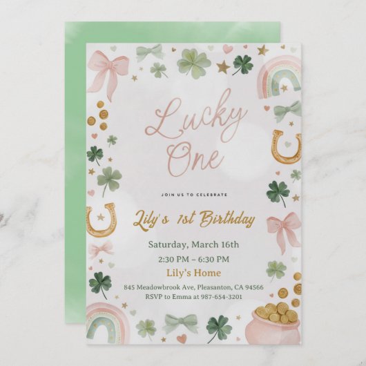 Lucky One 1st Birthday Invitation 招待状 (正面/裏面)