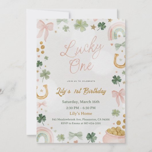 Lucky One 1st Birthday Invitation 招待状 (正面)