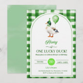 Lucky One 1st Birthday Invitation Duck & Shamrock 招待状 (正面/裏面)