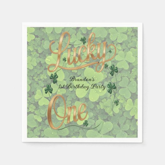 Lucky One 1st. Birthday Party スタンダードカクテルナプキン (正面)