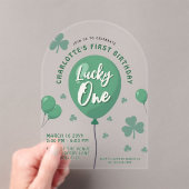 Lucky One 1st Birthday St Patricks Day Balloon アクリル招待状 (インサイチュ (ポータブル))
