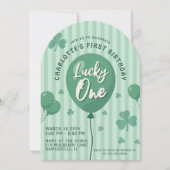 Lucky One 1st Birthday St Patricks Day Balloon 招待状 (正面)