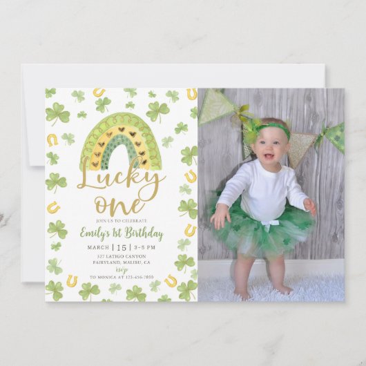 Lucky One 1st Birthday St Patrick's Day Invitation 招待状 (正面)