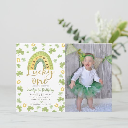 Lucky One 1st Birthday St Patrick's Day Invitation 招待状 (スタンド正面)