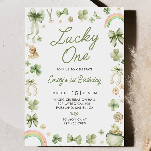 Lucky One 1st Birthday St Patrick's Day Invitation 招待状