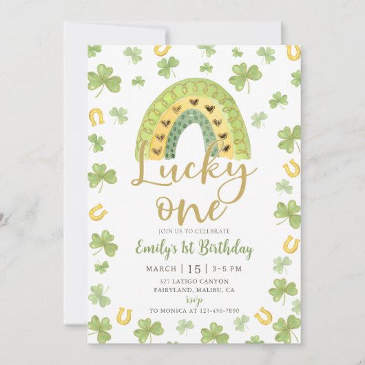 Lucky One 1st Birthday St Patrick's Day Invitation 招待状 (正面)