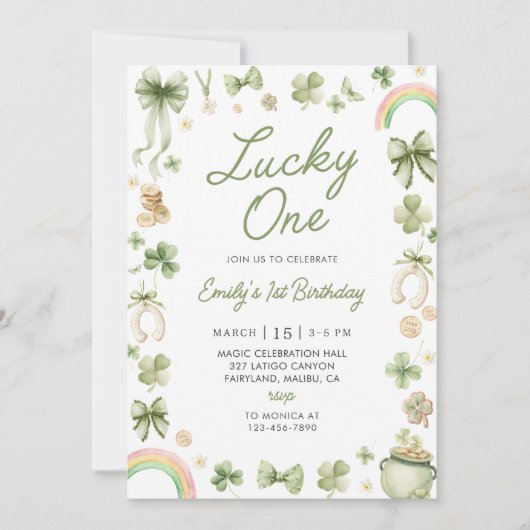 Lucky One 1st Birthday St Patrick's Day Invitation 招待状 (正面)
