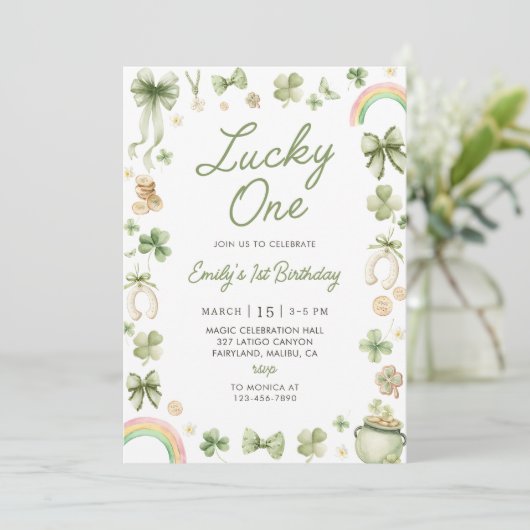 Lucky One 1st Birthday St Patrick's Day Invitation 招待状 (スタンド正面)