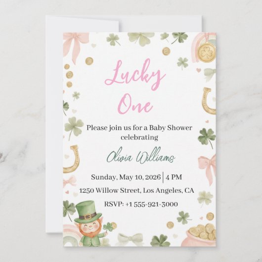 Lucky One Baby Shower Invitation Shamrock Theme 招待状 (正面)