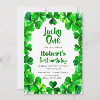 Lucky One Birthday, Shamrock Birthday Invite 招待状