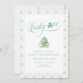 Lucky One Cupcake First Birthday 招待状 (正面)