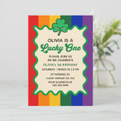 Lucky One Cute Shamrock St. Patrick's 1st Birthday 招待状 (スタンド正面)