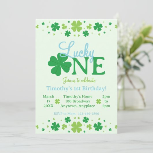 Lucky One First 1st Birthday Party 招待状 (スタンド正面)