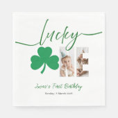 Lucky One First Birthday Personalized Shamrock Par スタンダードランチョンナプキン (正面)