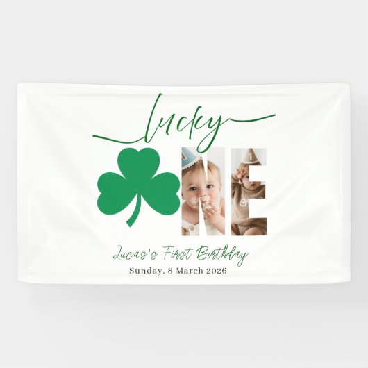 Lucky One First Birthday Personalized Shamrock Pho 横断幕 (横)