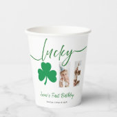 Lucky One First Birthday Shamrock Photo Party Cup 紙コップ (正面)