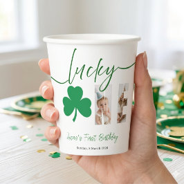 Lucky One First Birthday Shamrock Photo Party Cup 紙コップ