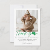 Lucky One First Birthday Shamrock Photo Thank You サンキューカード (正面)