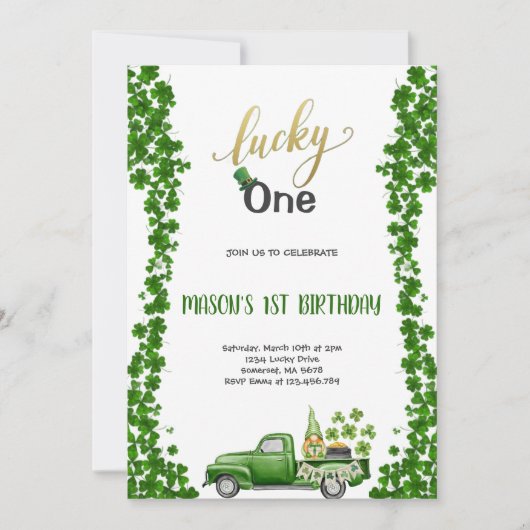 LUCKY ONE GREEN BIRTHDAY PARTY Invitation 招待状 (正面)