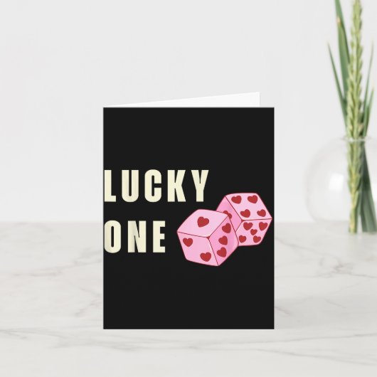Lucky One Heart Dice Couples Matching Valentines D カード (正面)