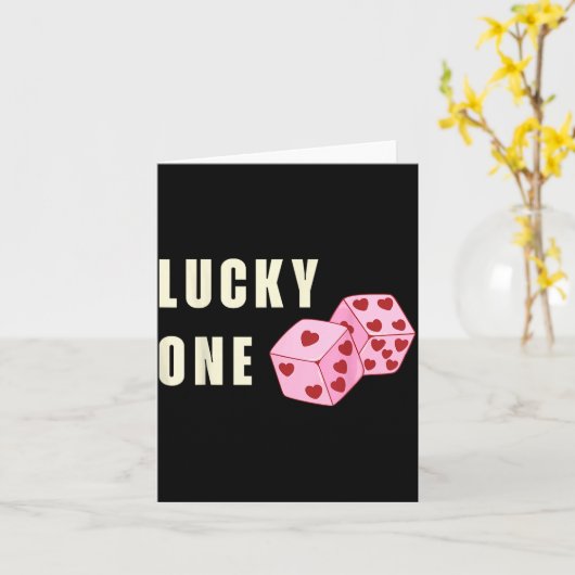 Lucky One Heart Dice Couples Matching Valentines D カード (黄色い花)