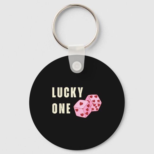 Lucky One Heart Dice Couples Matching Valentines D キーホルダー (正面)