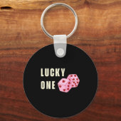 Lucky One Heart Dice Couples Matching Valentines D キーホルダー (正面)