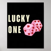 Lucky One Heart Dice Couples Matching Valentines D ポスター (正面)