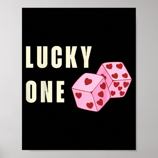 Lucky One Heart Dice Couples Matching Valentines D ポスター (正面)