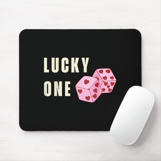 Lucky One Heart Dice Couples Matching Valentines D マウスパッド (マウス)