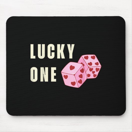 Lucky One Heart Dice Couples Matching Valentines D マウスパッド (正面)