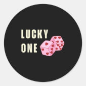 Lucky One Heart Dice Couples Matching Valentines D ラウンドシール (正面)