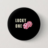 Lucky One Heart Dice Couples Matching Valentines D 缶バッジ (正面)