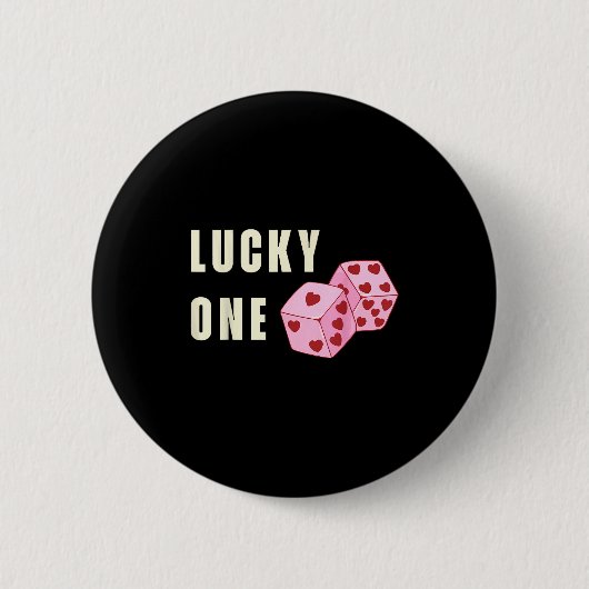 Lucky One Heart Dice Couples Matching Valentines D 缶バッジ (正面)