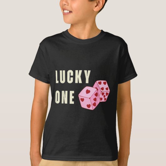 Lucky One Heart Dice Couples Matching Valentines D Tシャツ (正面)