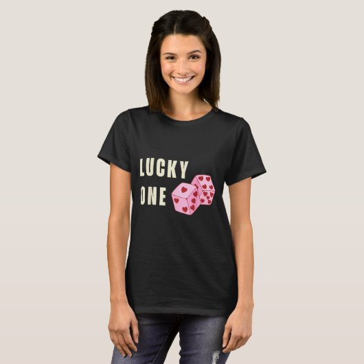 Lucky One Heart Dice Couples Matching Valentines D Tシャツ (正面フル)