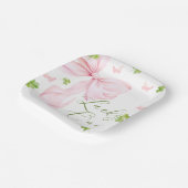 Lucky One Pink Bow 1st Birthday ペーパープレート (傾斜あり)