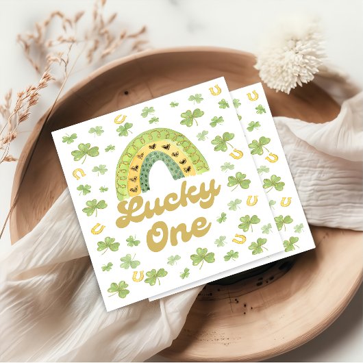 Lucky One Rainbow Birthday Shamrock Napkins スタンダードカクテルナプキン