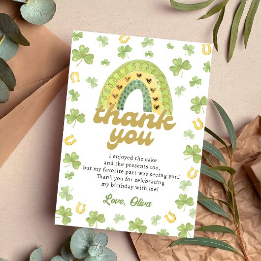 Lucky One Rainbow Shamrock Birthday Thank You Card サンキューカード