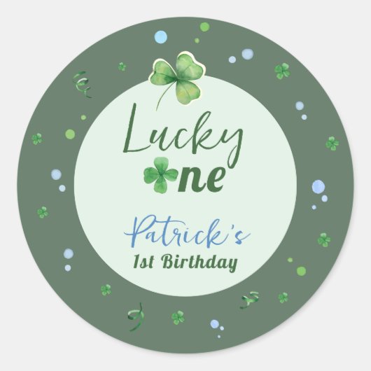 Lucky One St Patrick Boy Birthday ラウンドシール (正面)