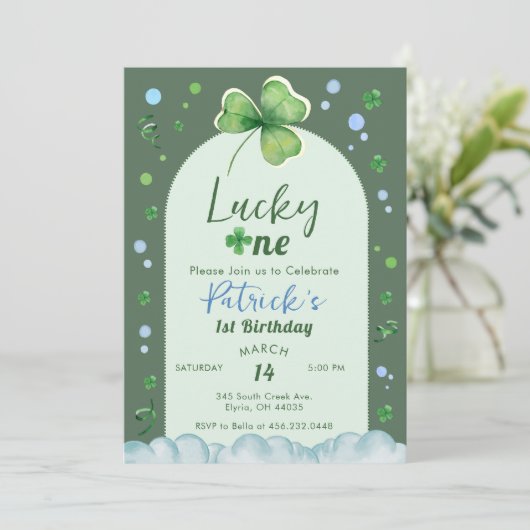 Lucky One St Patrick Boy Birthday 招待状 (スタンド正面)