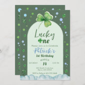 Lucky One St Patrick Boy Birthday 招待状 (正面/裏面)