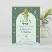 Lucky One St Patrick Boy with Photo Birthday 招待状 (スタンド正面)