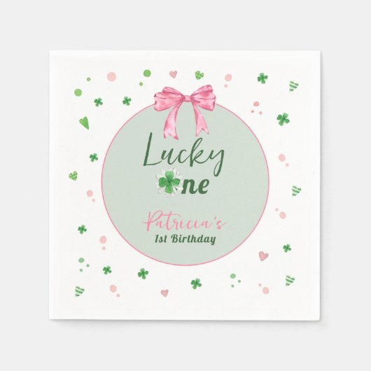 Lucky One St Patrick Girl Birthday スタンダードカクテルナプキン (正面)