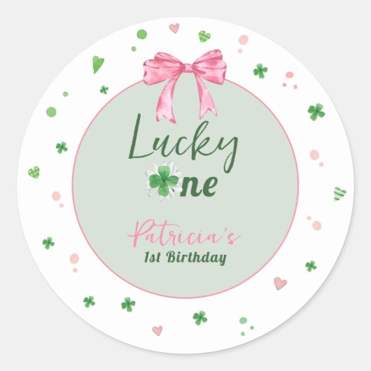 Lucky One St Patrick Girl Birthday ラウンドシール (正面)