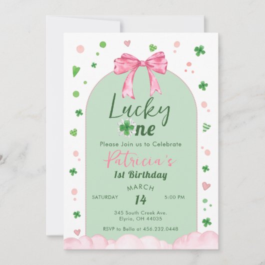 Lucky One St Patrick Girl Birthday 招待状 (正面)