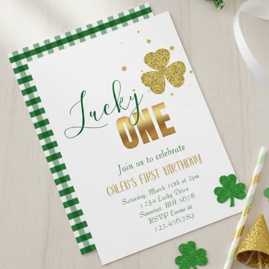 Lucky ONE St Patrick’s Day 1st Birthday 招待状