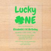 Lucky One St Patrick's Day 1st Birthday アクリル招待状 (正面)