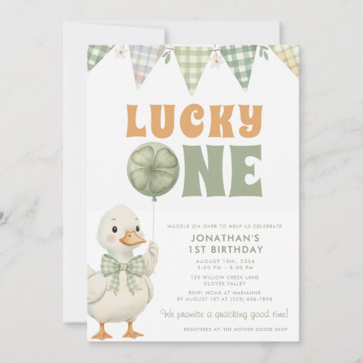 Lucky One St. Patrick's Day First Birthday 招待状 (正面)