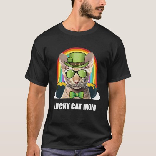 Lucky Oriental Cat Mom St Patricks Day Tシャツ (正面)